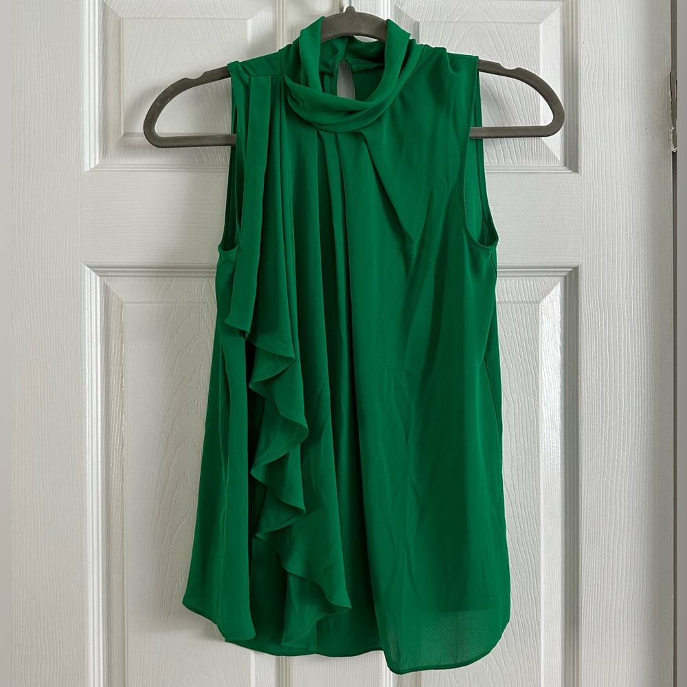 Green Ann Taylor High Neck Sleeveless Top